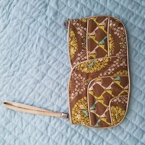 Vera Bradley Lime Green & Brown Clutch